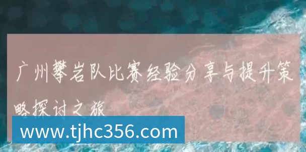 广州攀岩队比赛经验分享与提升策略探讨之旅